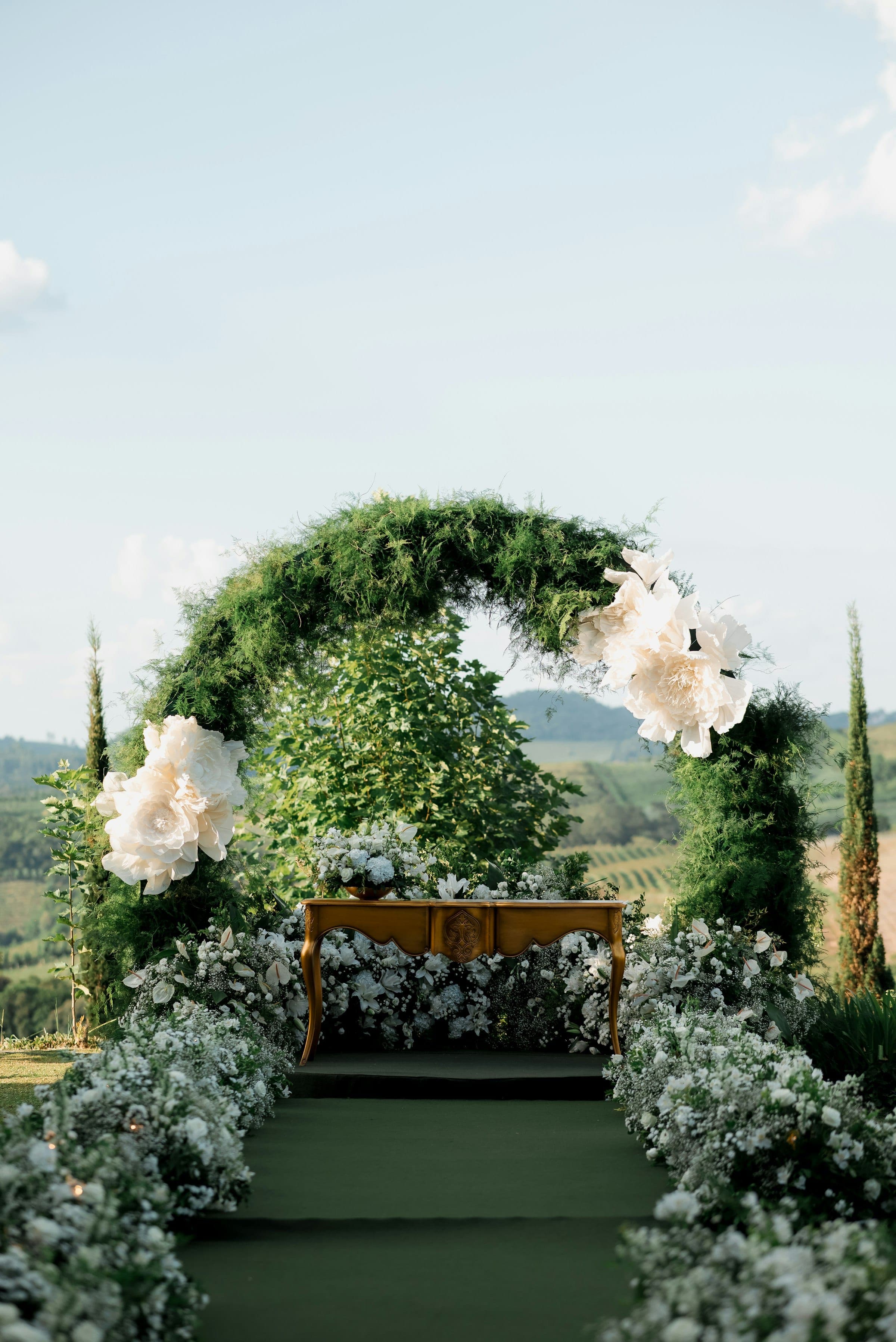 Outdoor floral wedding arch